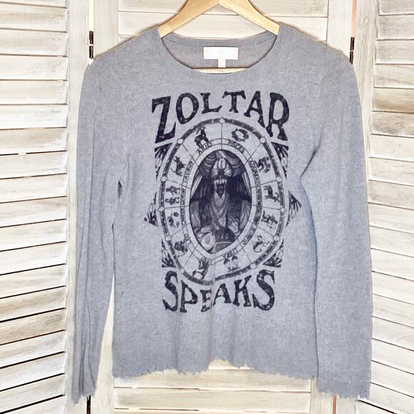 Lisa Todd Heather Gray Zoltar Speaks Fortune Teller 100% Cashmere Sweater S - Picture 6 of 11